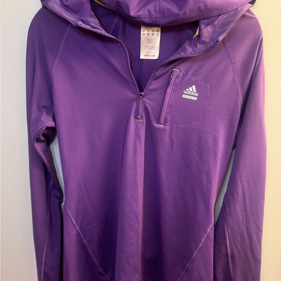 Adidas Techfit Climalite 1/4 Zip Running Hoodie - Purple/Yellow - Women’s Medium - Picture 3 of 9